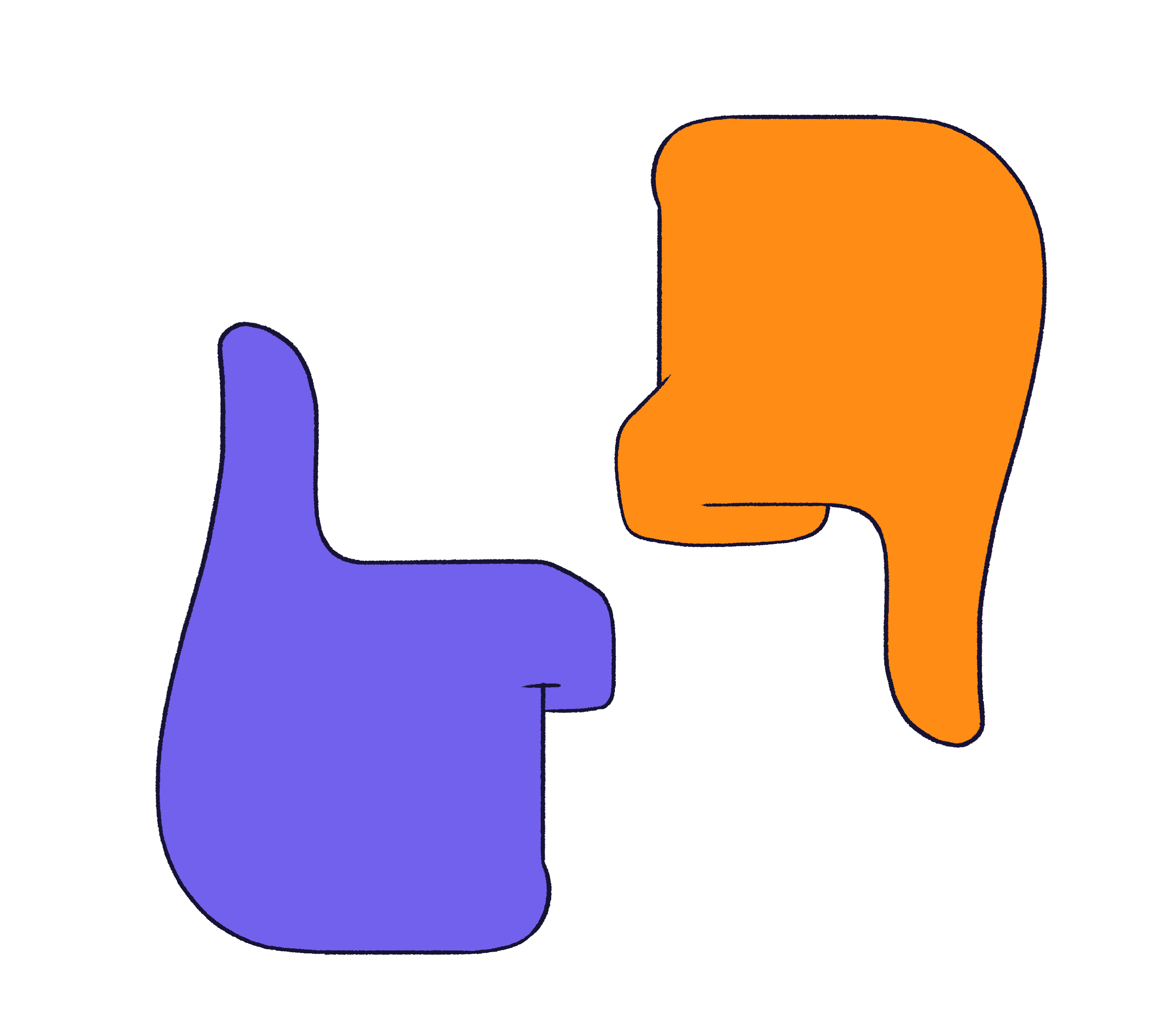 Illustration of a thumbs up and thumbs down, representing the choice students face online